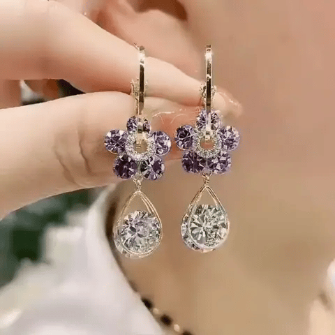Brincos Flor de Ametista ✨ Elegância Natural