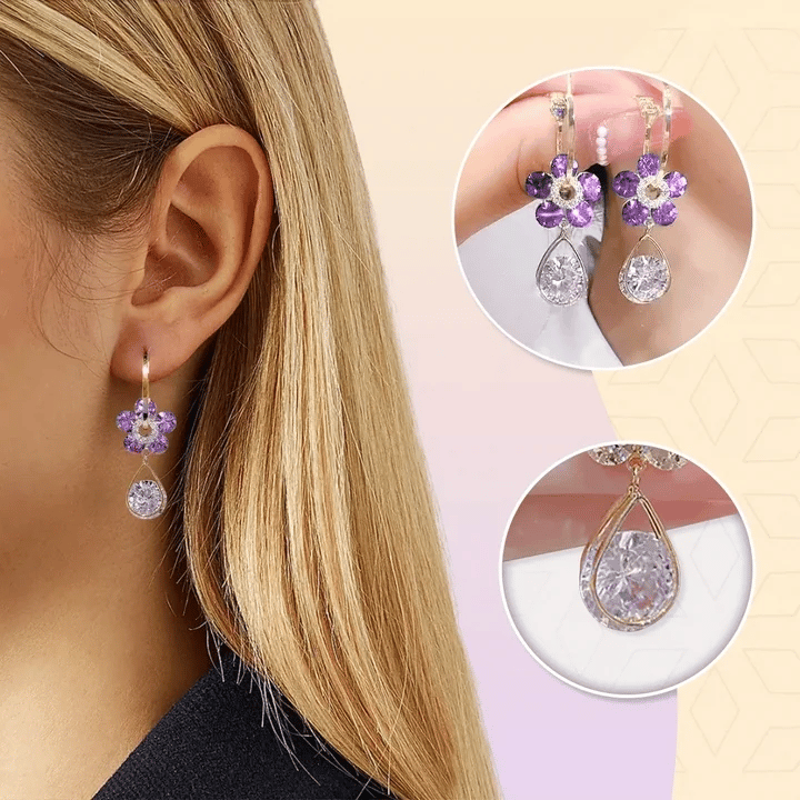 Brincos Flor de Ametista ✨ Elegância Natural