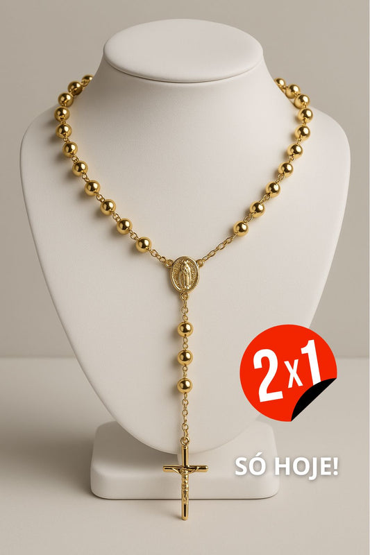 Terço folheado a ouro 18K – (OFERTA 2x1)